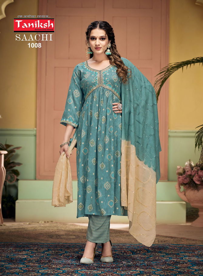 Saachi Vol 1 By Tanishk Rayon Alia Cut Readymade Suits Wholesale Market In Surat
